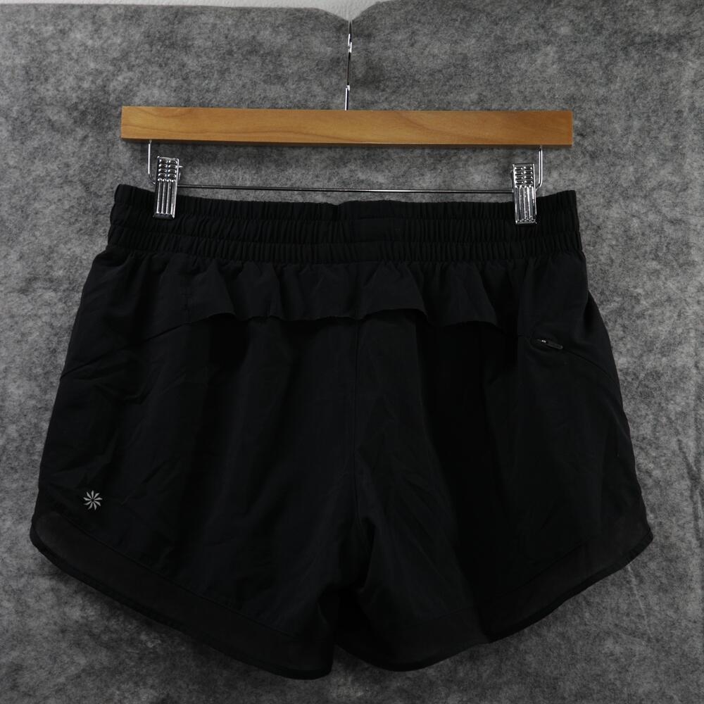 Athleta Shorts Womens Small Black Mesh Racer Run 4" Lined Running Zip Pocket - Picture 3 of 10